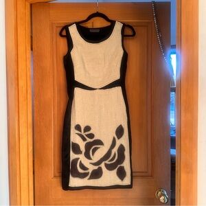 Alberta Ferretti Black, Cream and Brown handsewn patchwork Dress